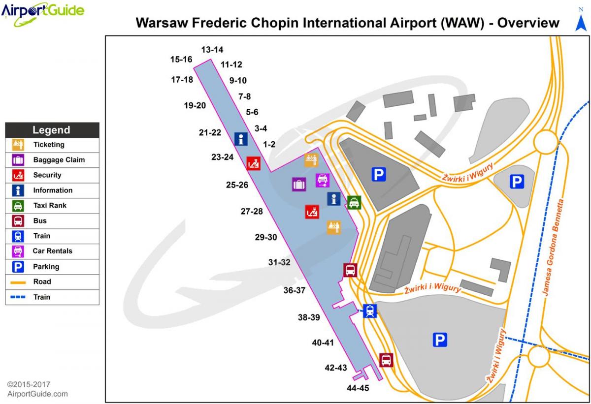 Warsaw frederic chopin airport 지도