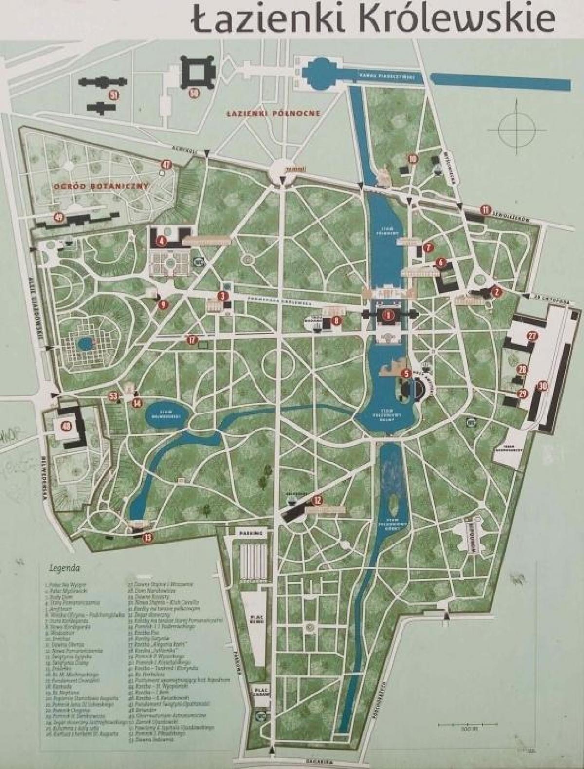 바르샤바 와지엔키 공원 맵